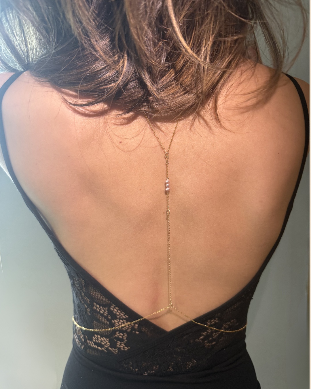 Body Chain Triple Pink Pearl