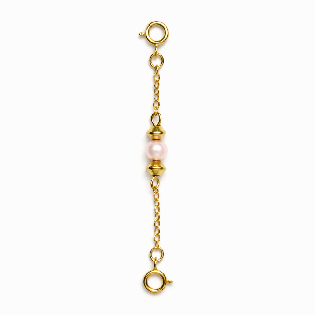 The Gold Bicone Rose Pearl Connector