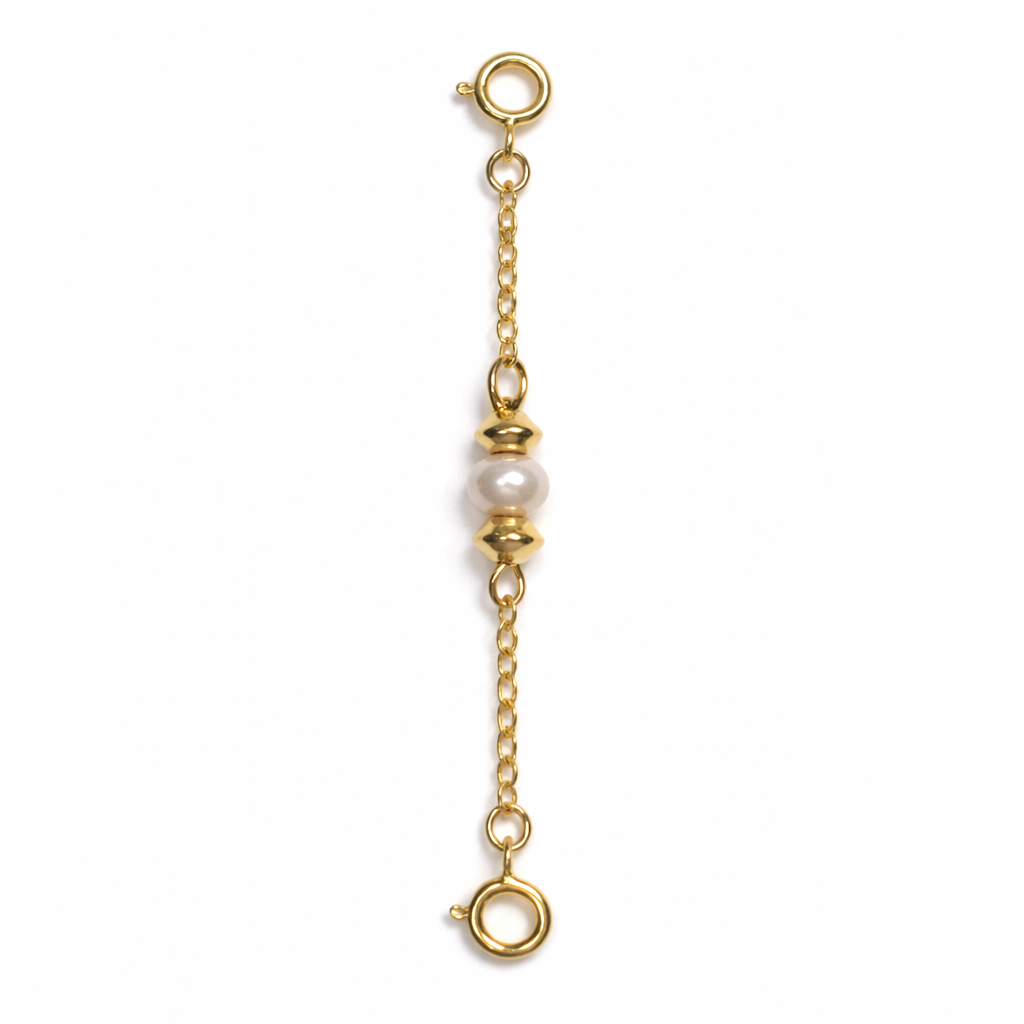 The Gold Bicone White Pearl Connector