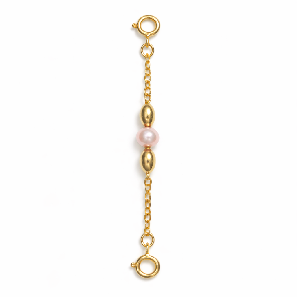 The Gold Oval Bead Rose Pearl Connector