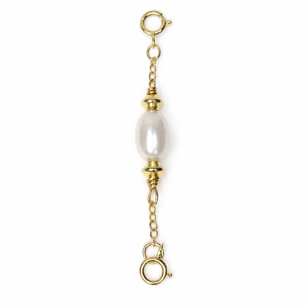 The Gold Rondelle White Pearl Connector