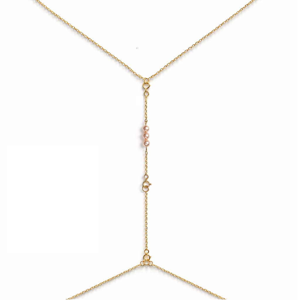 Body Chain Triple Pink Pearl
